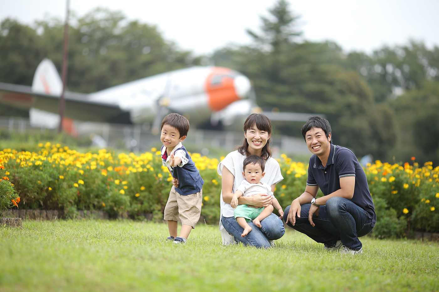 所沢航空公園で家族写真撮影