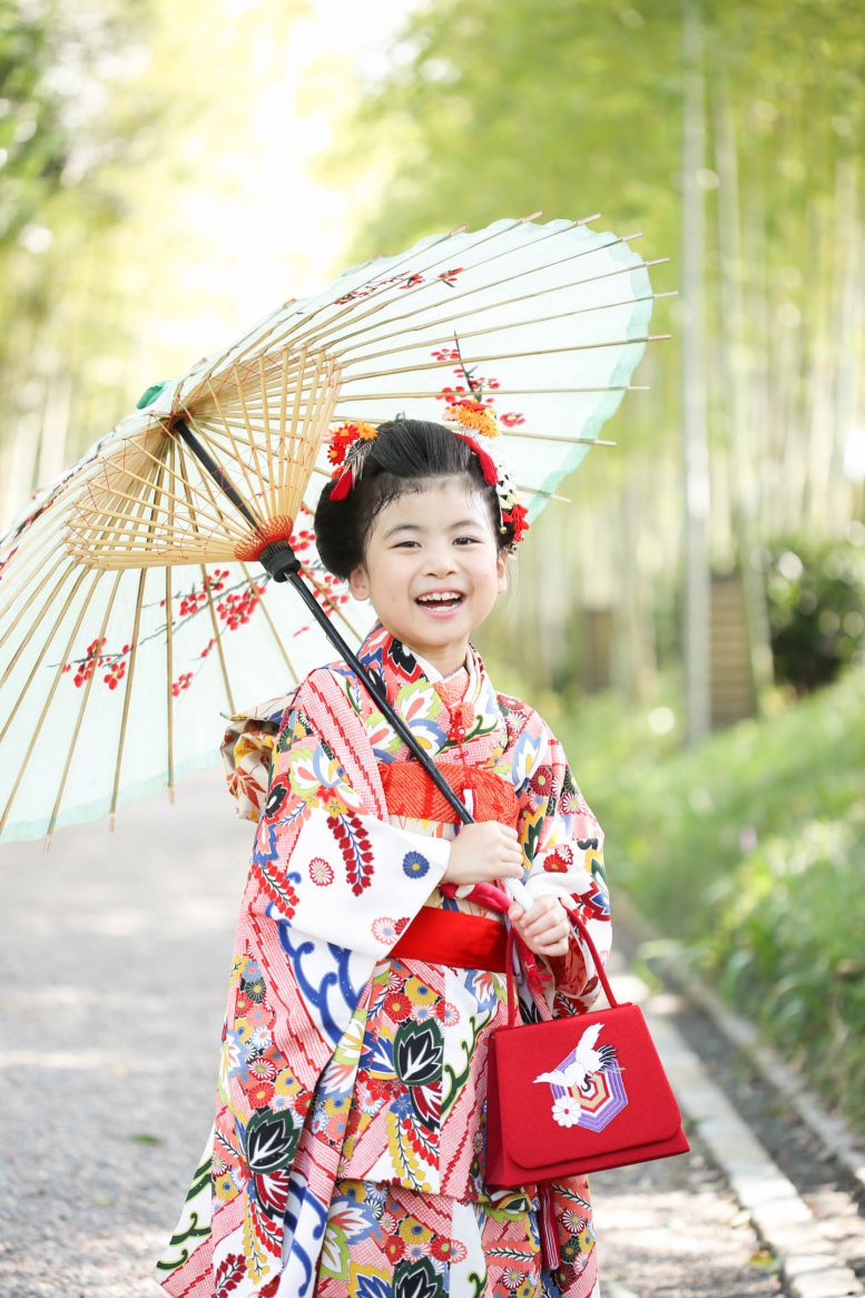花田苑の竹林で七五三の出張撮影