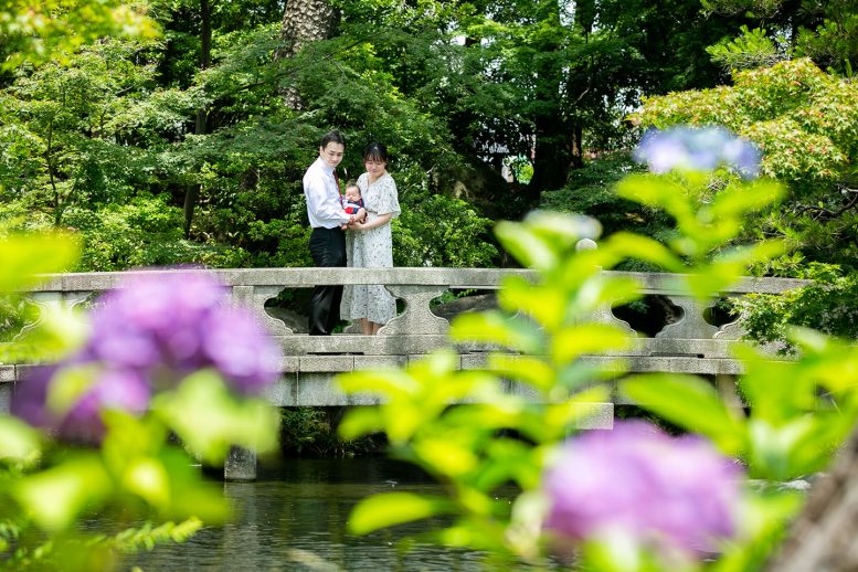西新井大師　弁天堂の後ろにある橋　紫陽花