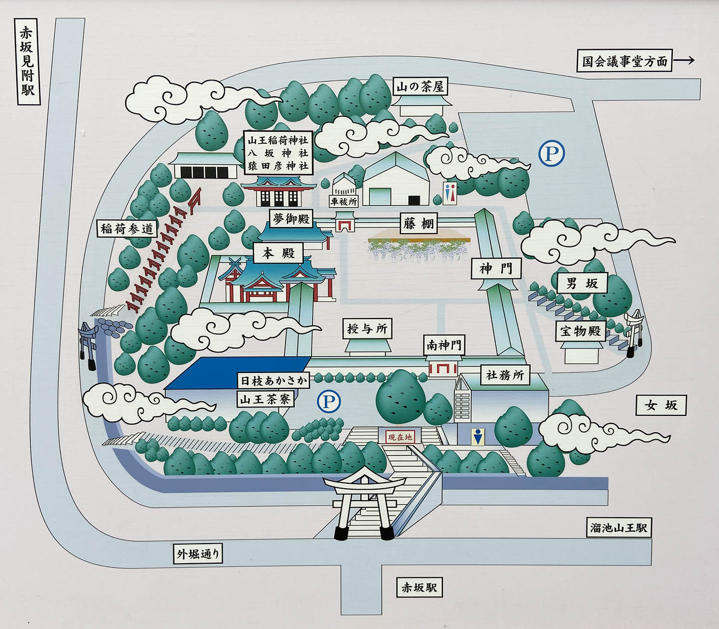赤坂日枝神社の境内マップ