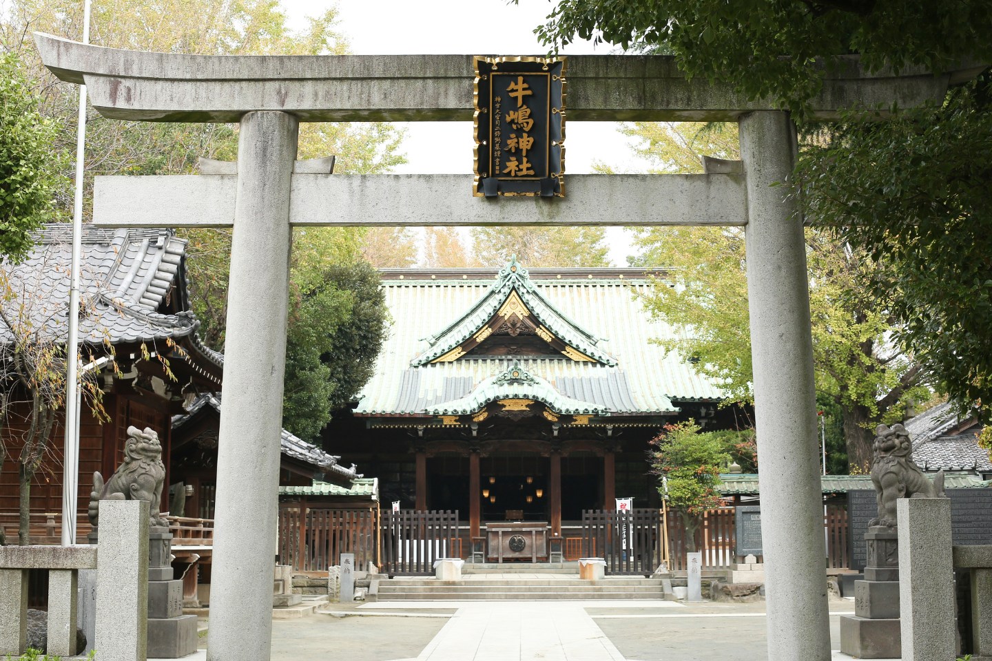 牛嶋神社 鳥居から本殿を望む