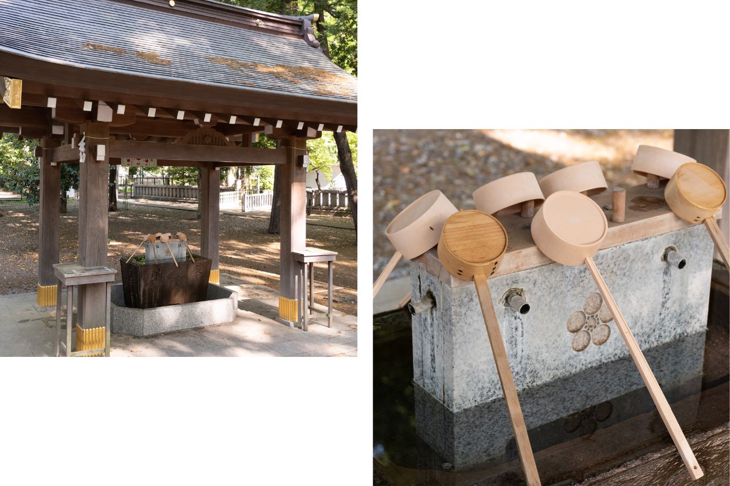 布多天神社 手水と柄杓(ひしゃく)