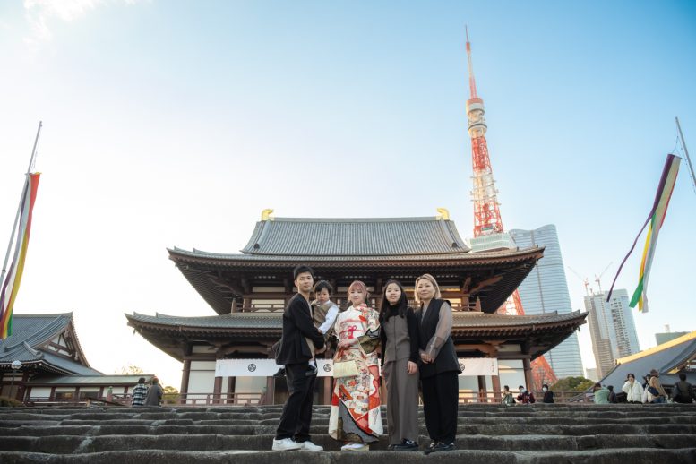 増上寺と東京タワー 成人式の出張撮影