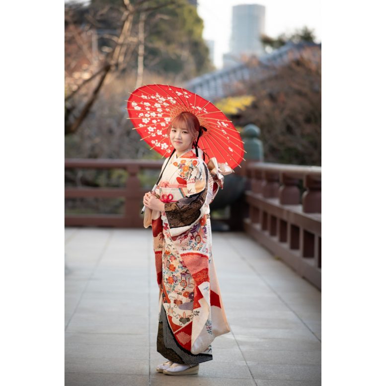 増上寺 成人式の前撮り撮影 和傘
